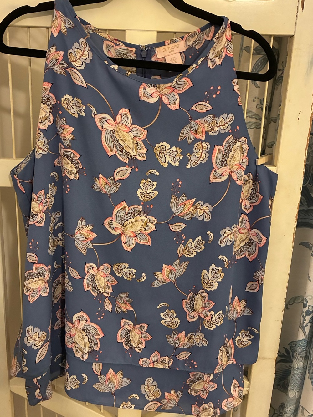 St. Tropez Blue Floral Cold-Shoulder Camisole